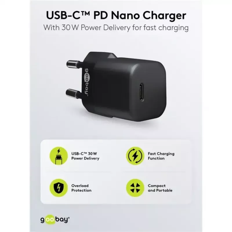 GOOBAY caricabatterie 64574 30W USB‑C PD a cavo Apple Lightning 1 m, nero