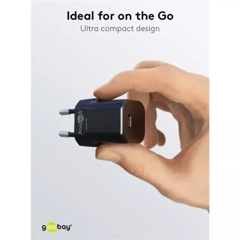 Caricabatterie GOOBAY 61083 20W PD con cavo 1 m — alimentatore USB-C, 20 W potenza