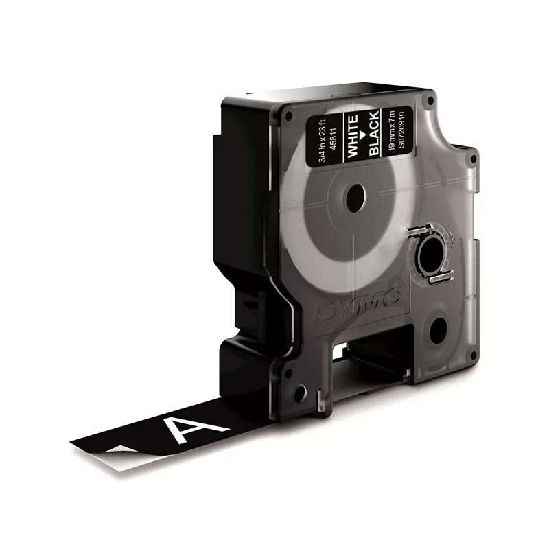 Etichette DYMO D1 autentiche | Stampa bianca su nastro nero | 19 mm x 7 m | Etichette autoadesive per etichettatrici LabelManager | Prodotto in Europa