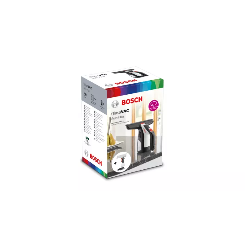 Bosch GlassVAC Solo Plus 06008B7200 aspiratore per vetri con flacone spray, autonomia 30 min, nero/grigio