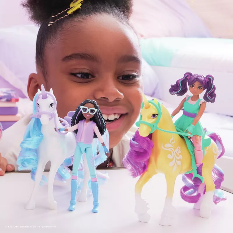 Unicorn Academy, Layla e Glacier con 2 accessori e strumento per capelli, bambole e giocattoli unicorno per bambine da 4 anni