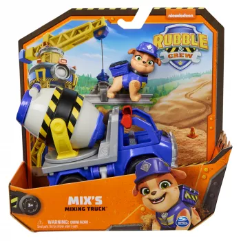 Rubble & Crew, camion giocattolo betoniera di Mix con action figure e parti mobili, giocattolo per bambini da 3 anni