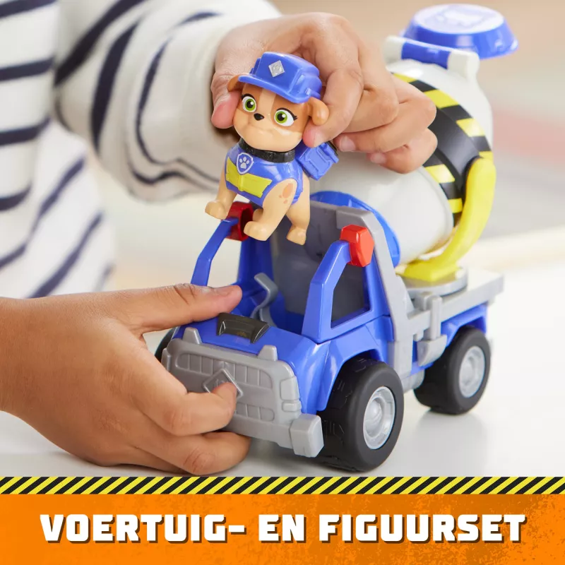 Rubble & Crew, camion giocattolo betoniera di Mix con action figure e parti mobili, giocattolo per bambini da 3 anni