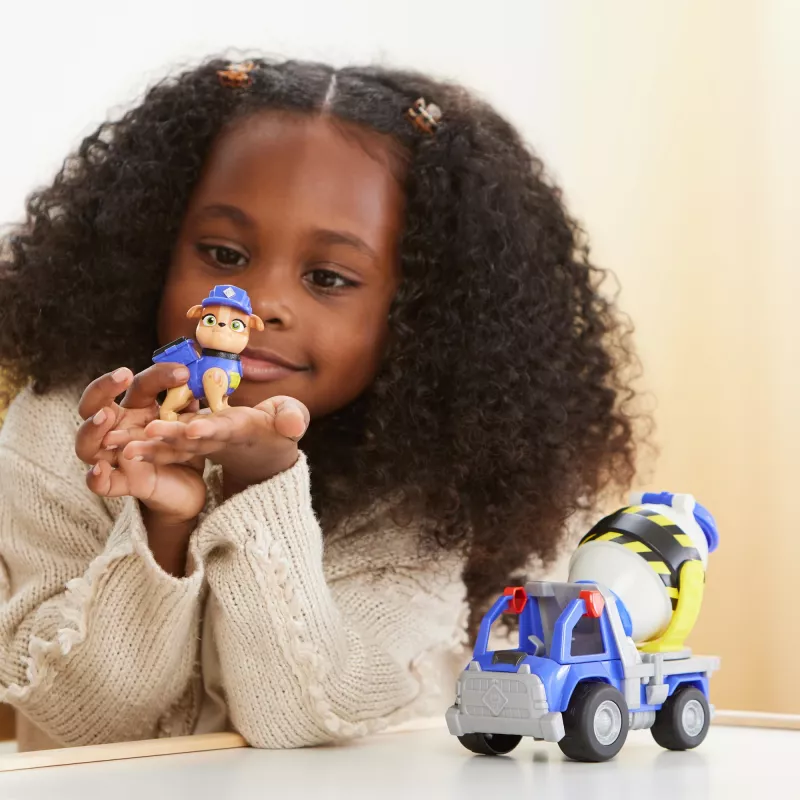 Rubble & Crew, camion giocattolo betoniera di Mix con action figure e parti mobili, giocattolo per bambini da 3 anni