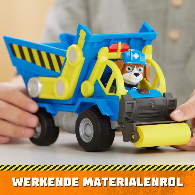 Rubble & Crew, camion giocattolo ribaltabile di Wheeler con parti mobili e una figura da collezione, giocattolo per bambini da 3 anni