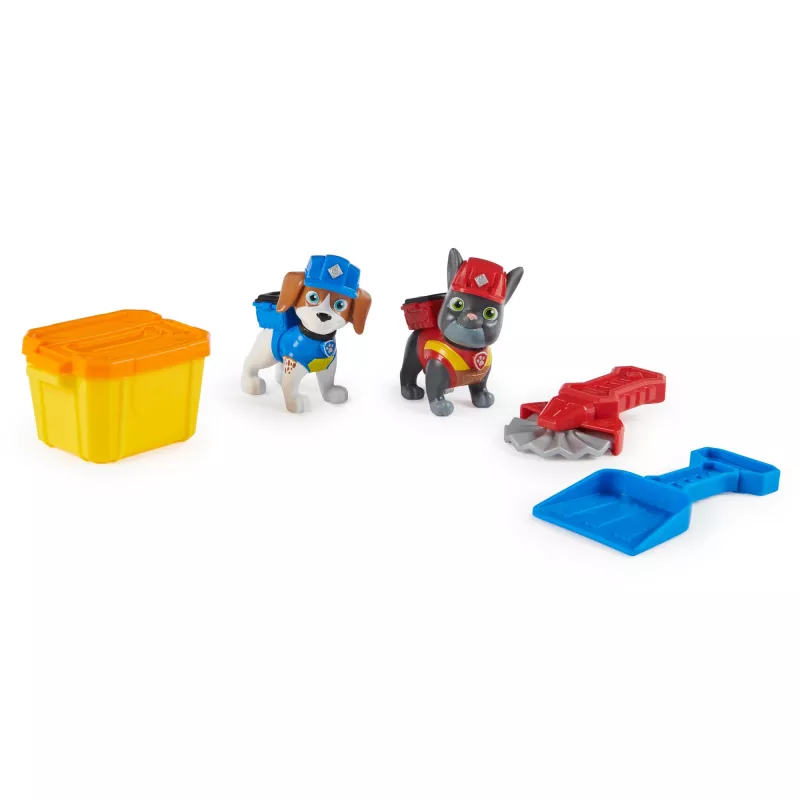 Rubble & Crew, action figure Charger & Wheeler, con Kinetic Build-It Sand e 2 attrezzi da costruzione, giocattolo PAW Patrol per bambini e bambine dai 3 anni