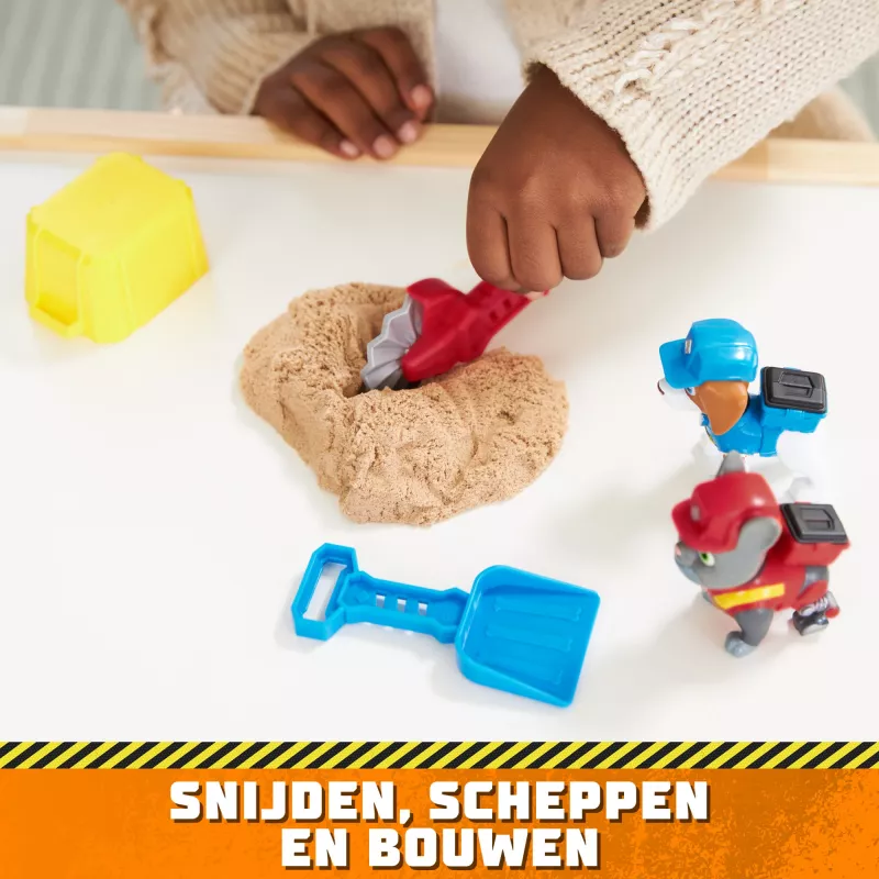 Rubble & Crew, action figure Charger & Wheeler, con Kinetic Build-It Sand e 2 attrezzi da costruzione, giocattolo PAW Patrol per bambini e bambine dai 3 anni