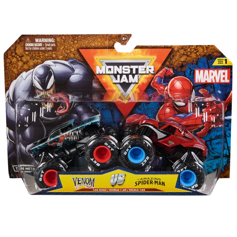 Monster Jam, Marvel Iron Man Vs. War Machine monster truck in metallo pressofuso ufficiale, scala 1:64, giocattolo per bambini e bambine da 3 anni