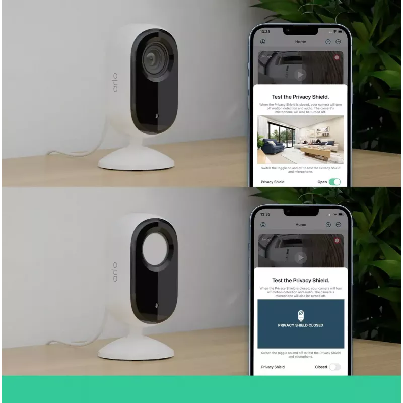 Telecamera di sicurezza IP Arlo Essential 2K Indoor Security Camera confezione da 2 wireless per interni