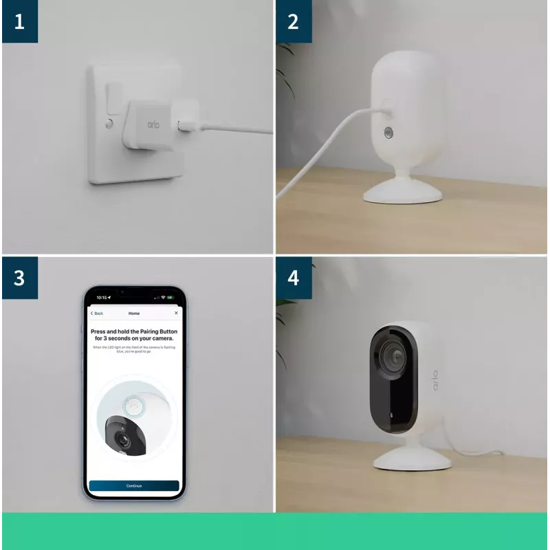 Telecamera di sicurezza IP Arlo Essential 2K Indoor Security Camera confezione da 2 wireless per interni