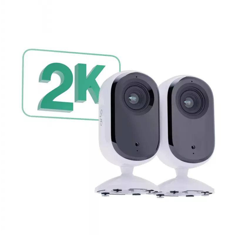 Telecamera di sicurezza IP Arlo Essential 2K Indoor Security Camera confezione da 2 wireless per interni