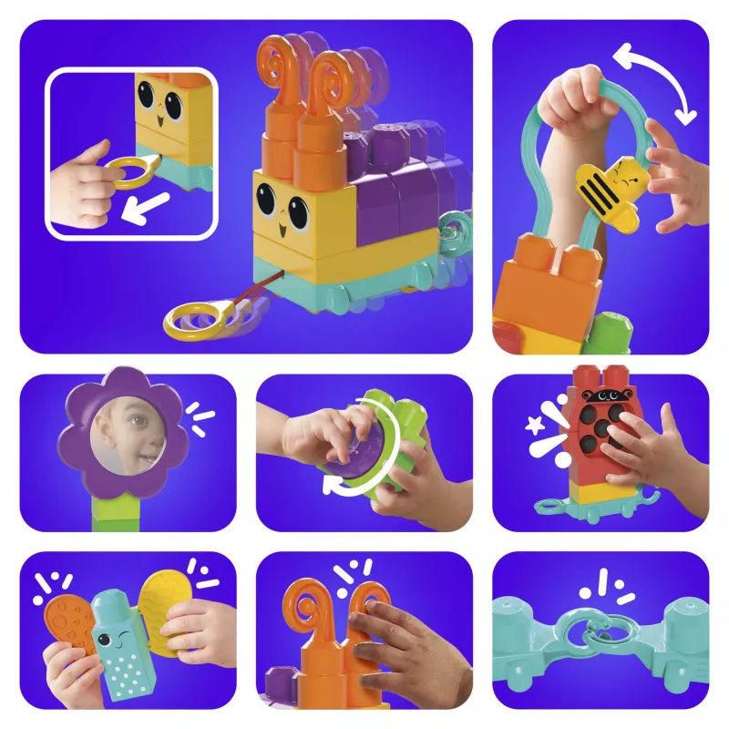 Set da costruzione MEGA BLOKS Move 'n Groove Caterpillar di MATTEL — 30 pezzi, plastica, multicolore, da 1 anno