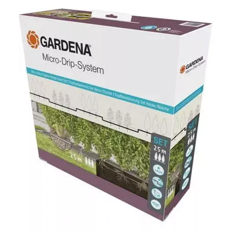 Gardena Micro-Drip-System tubo gocciolante per arbusti e siepi, 1,6 l/h, 25 m, nero (13503-20)