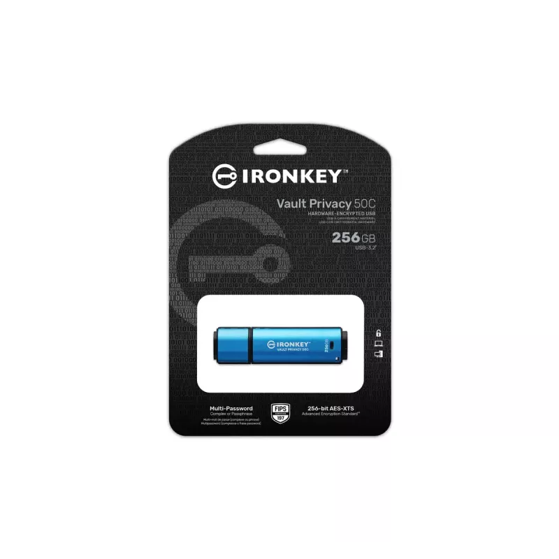 Kingston Technology IronKey 256 GB USB-C Vault Privacy 50C AES-256 crittografata, FIPS 197
