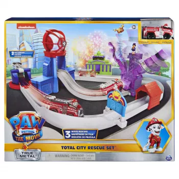 PAW Patrol, set pista True Metal Total City Rescue con veicolo Marshall esclusivo, scala 1:55, giocattolo per bambini dai 3 anni