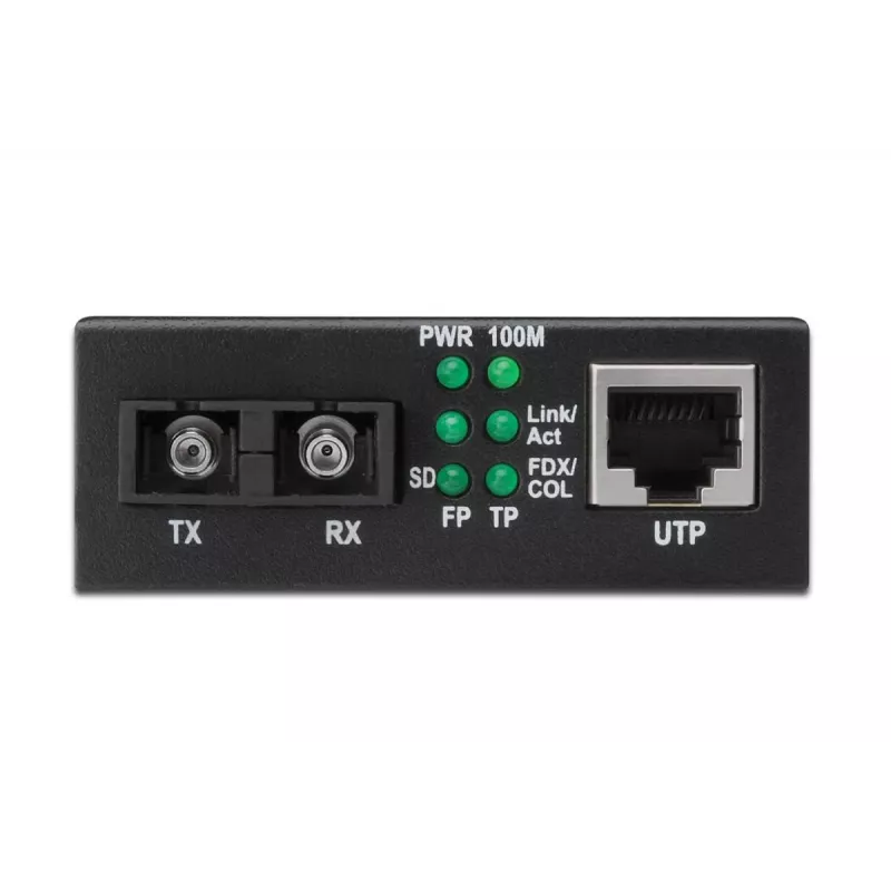 DIGITUS convertitore multimediale, multimodale 10/100Base-TX su 100Base-FX, incl. alimentatore connettore SC, fino a 2 km