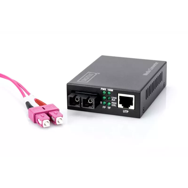 DIGITUS convertitore multimediale, multimodale 10/100Base-TX su 100Base-FX, incl. alimentatore connettore SC, fino a 2 km