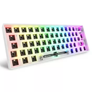 Tastiera compatta 60% con filo Sharkoon SKILLER SGK50 S4 — layout QWERTZ, illuminazione RGB, USB, cavo 1,5 m, bianco