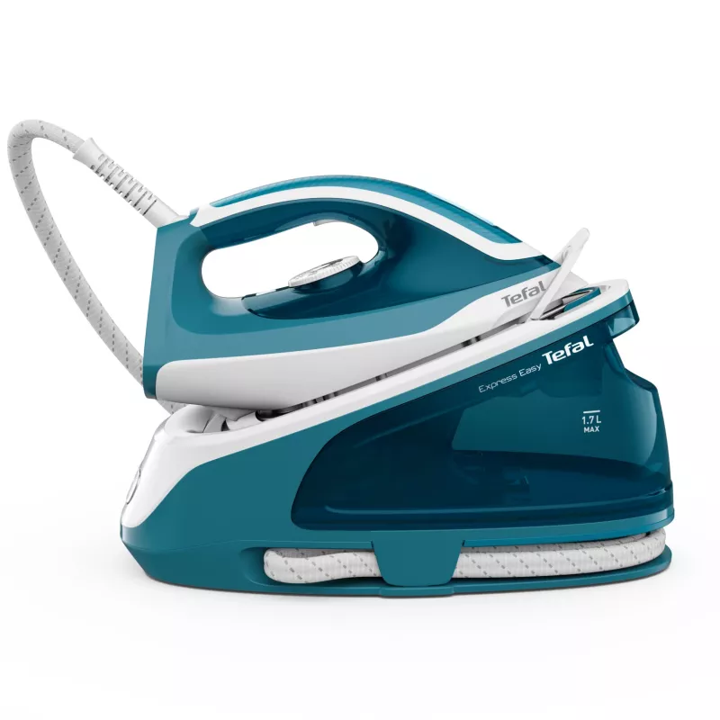 Tefal Express Easy SV6131E0 stazione di stiro a vapore, 5,8 bar, 120 g/min, colpo di vapore 350 g/min, 1,7 l, spegnimento automatico, bianco/turchese