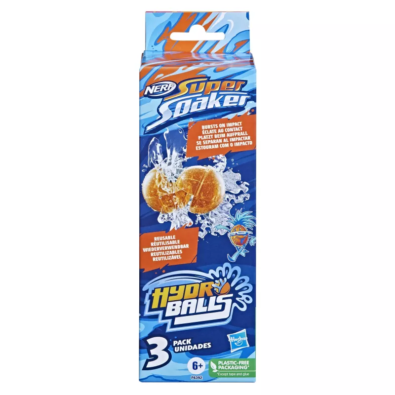 Nerf Super Soaker Hydro Balls confezione da 3, palline riutilizzabili riempite d'acqua