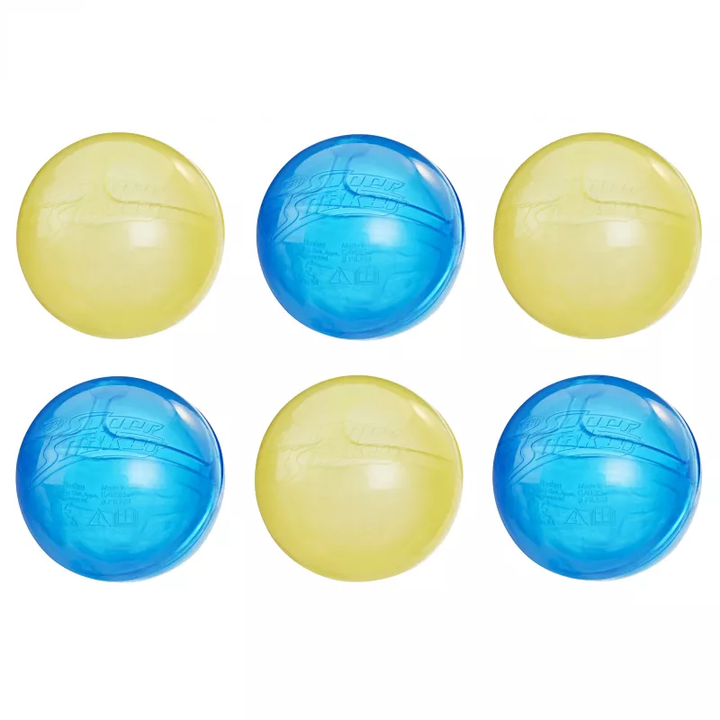 Palloncini d'acqua HASBRO Nerf Super Soaker Hydro Balls — serbatoio integrato, 6 pezzi, plastica, blu/giallo, età 6+