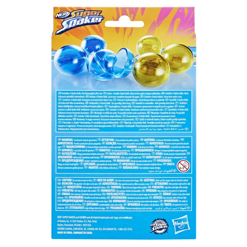 Palloncini d'acqua HASBRO Nerf Super Soaker Hydro Balls — serbatoio integrato, 6 pezzi, plastica, blu/giallo, età 6+