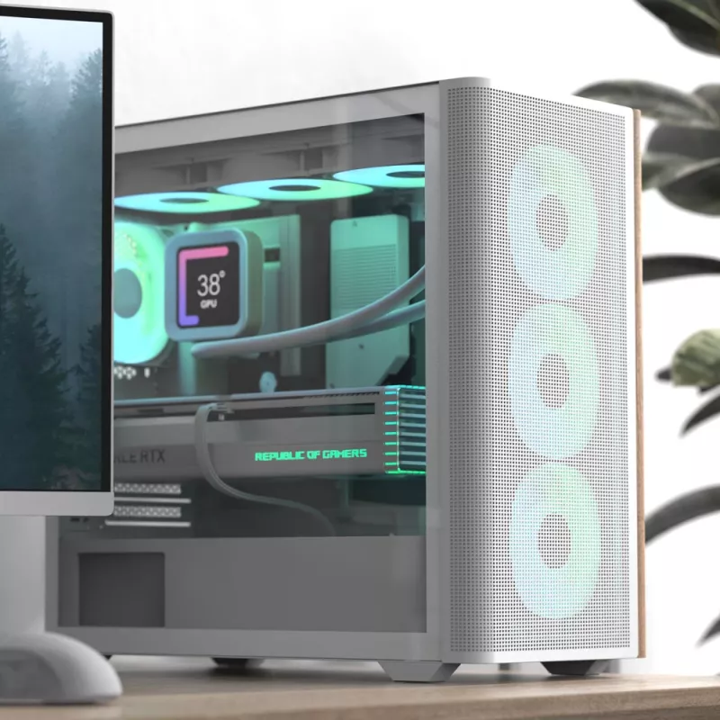 Aerocool D301A Mini Tower bianco, legno