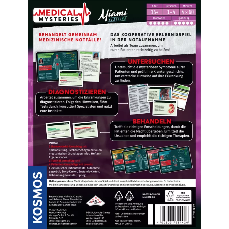 Kosmos Medical Mysteries - Miami Flatline 60 min Gioco da tavolo Deduzione