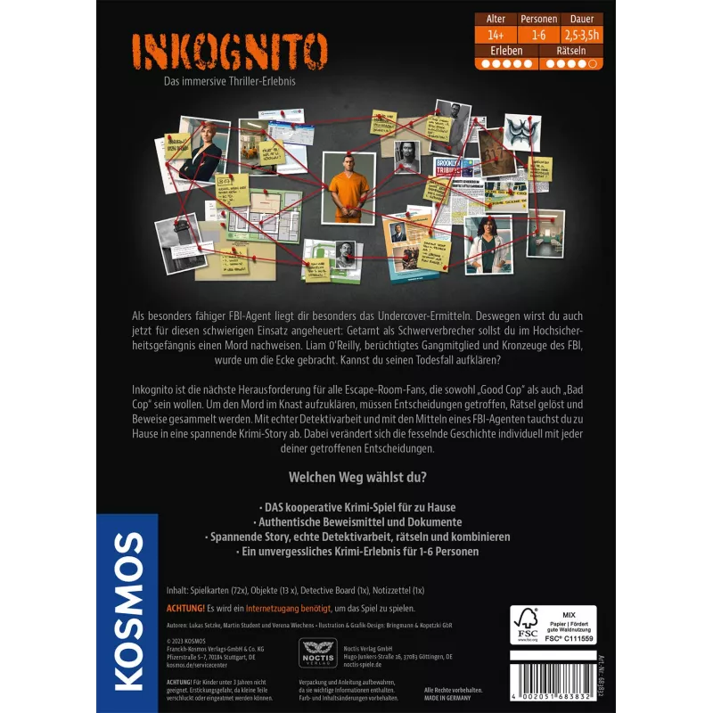 Kosmos Masters of Crime - Inkognito 150 min Gioco da tavolo Detective