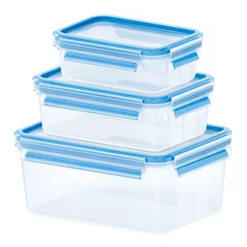 EMSA 508566 Contenitore per alimenti Rettangolare Set Trasparente 3 pz.