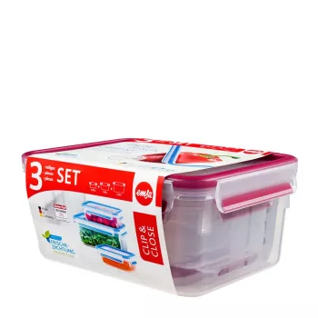 EMSA 508566 Contenitore per alimenti Rettangolare Set Trasparente 3 pz.