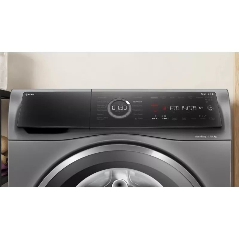 Bosch Serie 8 WNC254AS0 lavasciuga a libera installazione carica frontale acciaio inox