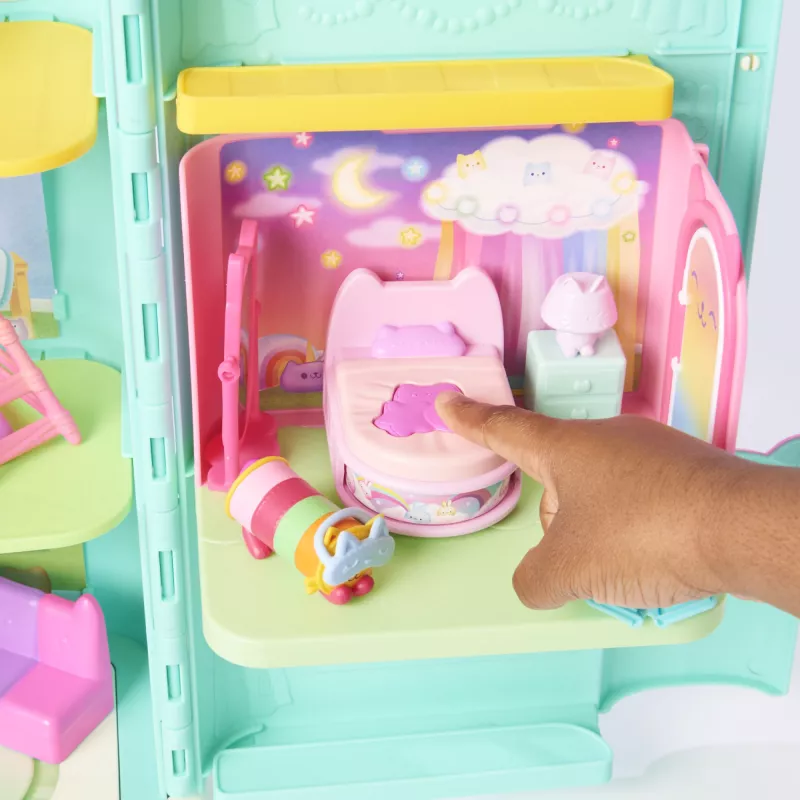 Gabby's Dollhouse, camera da letto Dolci Sogni con figura Pillow Cat e 3 accessori, 3 mobili e 2 consegne, giocattolo per bambini dai 3 anni