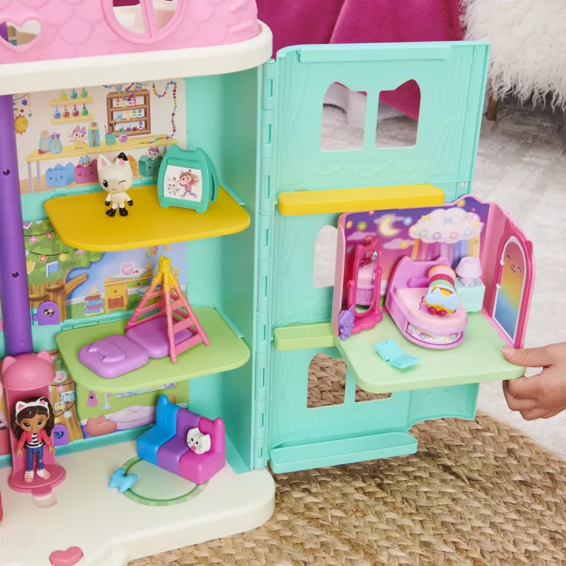 Gabby's Dollhouse, camera da letto Dolci Sogni con figura Pillow Cat e 3 accessori, 3 mobili e 2 consegne, giocattolo per bambini dai 3 anni