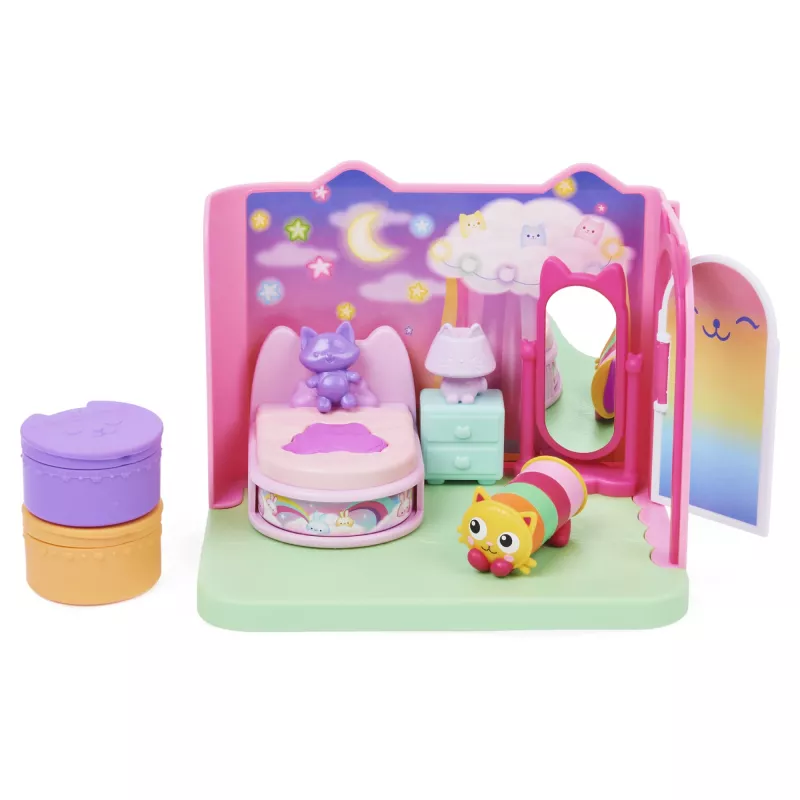 Gabby's Dollhouse, camera da letto Dolci Sogni con figura Pillow Cat e 3 accessori, 3 mobili e 2 consegne, giocattolo per bambini dai 3 anni