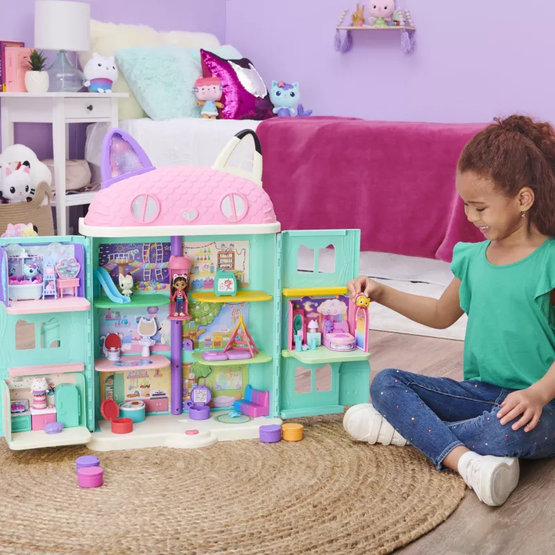 Gabby's Dollhouse, camera da letto Dolci Sogni con figura Pillow Cat e 3 accessori, 3 mobili e 2 consegne, giocattolo per bambini dai 3 anni