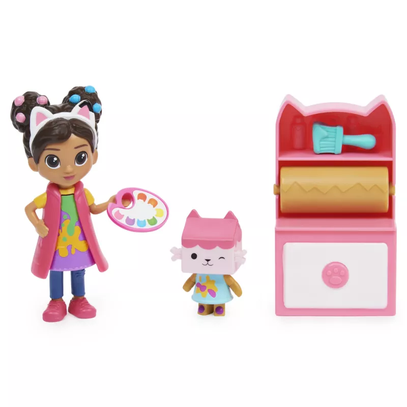 Gabby's Dollhouse, set atelier artistico con 2 personaggi giocattolo, 2 accessori, consegna e mobile, giocattolo per bambini dai 3 anni