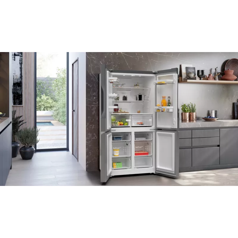 Siemens iQ300 KF96NVPEA frigorifero side-by-side French Door, 605 l (405 l + 200 l), argento