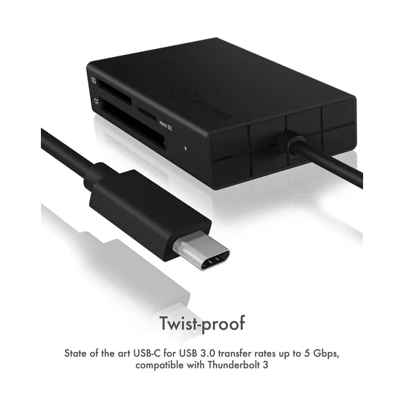 ICY BOX IB-CR401-C3 lettore di schede USB 3.2 Gen 1 (3.1 Gen 1) Type-C nero