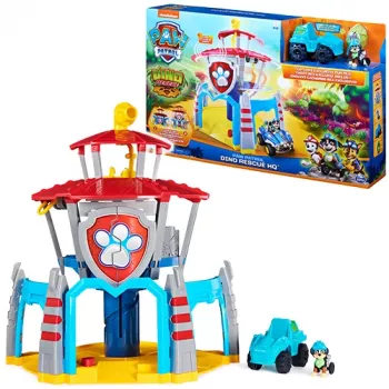 PAW Patrol, Dino Rescue HQ set di gioco con suoni e figura esclusiva Rex e veicolo