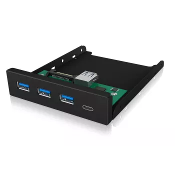 Hub USB ICY BOX IB-HUB1418-i3 — chipset GL3520/ASM1543, nero, 101×137×25 mm