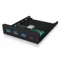 ICY BOX IB-HUB1418-i3 pannello frontale da 3,5 pollici con hub USB 3.0, 3x USB Type-A, 1x USB Type-C, nero