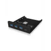 ICY BOX IB-HUB1418-i3 pannello frontale da 3,5 pollici con hub USB 3.0, 3x USB Type-A, 1x USB Type-C, nero