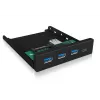 ICY BOX IB-HUB1418-i3 pannello frontale da 3,5 pollici con hub USB 3.0, 3x USB Type-A, 1x USB Type-C, nero