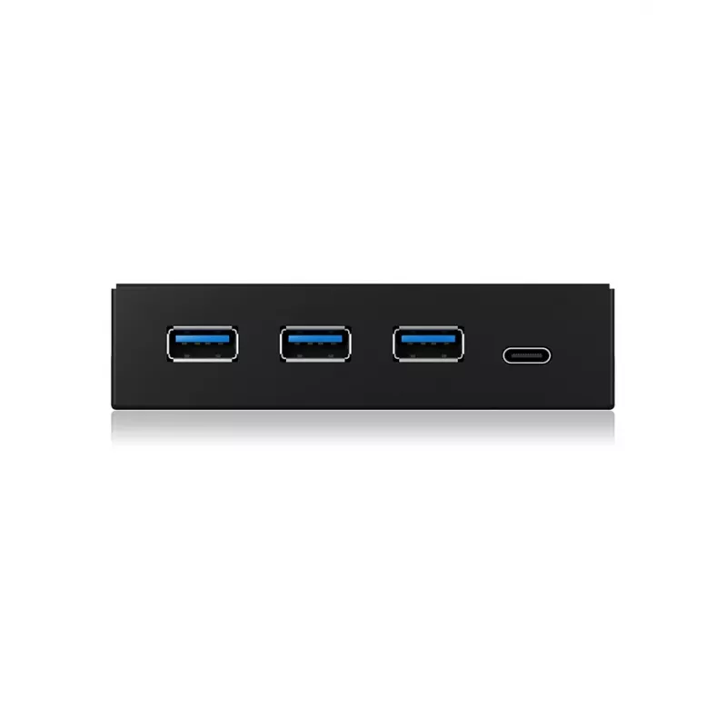 ICY BOX IB-HUB1418-i3 pannello frontale da 3,5 pollici con hub USB 3.0, 3x USB Type-A, 1x USB Type-C, nero