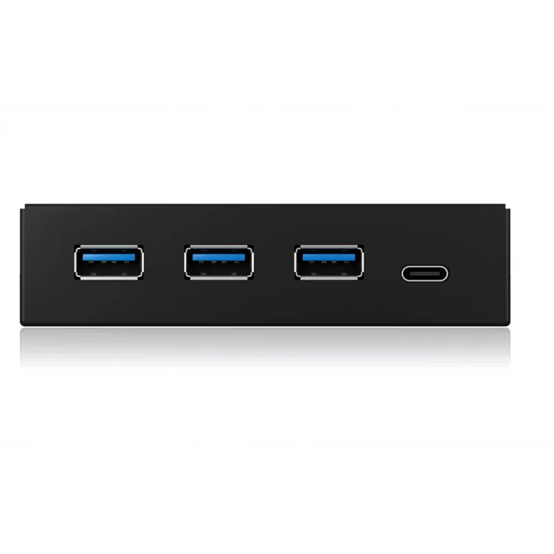 ICY BOX IB-HUB1418-i3 pannello frontale da 3,5 pollici con hub USB 3.0, 3x USB Type-A, 1x USB Type-C, nero
