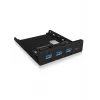 ICY BOX IB-HUB1418-i3 pannello frontale da 3,5 pollici con hub USB 3.0, 3x USB Type-A, 1x USB Type-C, nero