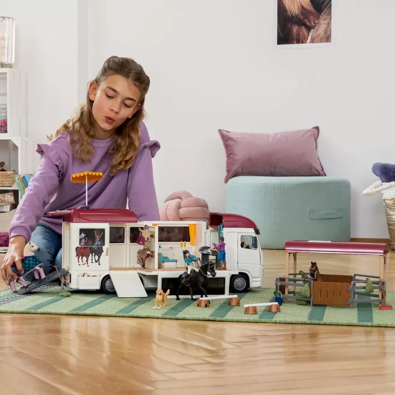 schleich HORSE CLUB trasporto cavalli, edificio, campeggio, scuderia, cavalli, concorso equestre, 5 anno/i, multicolore, plastica