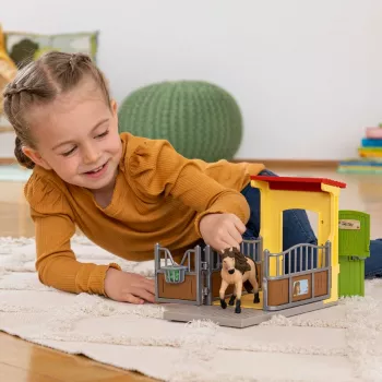 schleich FARM WORLD box pony con stallone islandese, fattoria, edificio, animali della fattoria / giocattolo della fattoria, scuderia, cavalli, 3 anno/i, multicolore