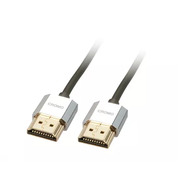 Lindy cavo HDMI High Speed slim CROMO con Ethernet 0,5 m, 0,5 m, HDMI Type-A (standard), HDMI Type-A (standard), 3D, nero